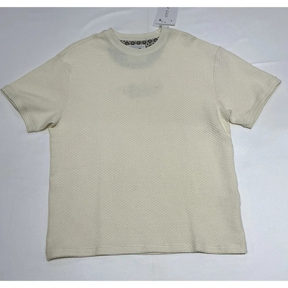 Denim & Flower Shirt Mens Small Cream NWT Relaxed Fit Textured - Picture 1 of 8
